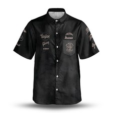 Usado, Tecido manchado/marmormoreado estilo loja de guitarra vintage personalizado | Camisa preta com botão comprar usado Usado, Tecido manchado/marmormoreado estilo loja de guitarra vintage personalizado | Camisa preta com botão comprar usado  Enviando para Brazil