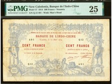 1914 Nowa Kaledonia 100 franków PMG VF 25  na sprzedaż  Wysyłka do Poland