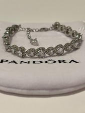 Pulseira PANDORA 925 ALE prata cintilante halo corações 20cm/7,9 polegadas com bolsa comprar usado  Enviando para Brazil