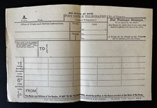 Formulário de telégrafo vintage em branco dos correios, 6d para 12 palavras telegrama interno década de 1950 comprar usado  Enviando para Brazil