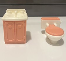 Fisher Price Loving Family vaso sanitário e vaidade 1993 rosa pêssego e branco comprar usado  Enviando para Brazil