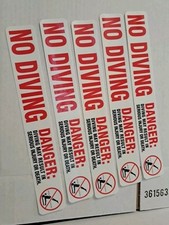 Usado, Adesivo de vinil resistente DANGER NO DIVING piscina acima do solo 5 placas decalques comprar usado  Enviando para Brazil