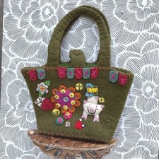 Bolsa tote extravagante de lã feltrada aplique novidade flores Sheepcore comprar usado  Enviando para Brazil