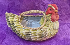 Usado, Papel Machê - Cesta de Galinha de Vime 9" Pintada à Mão - Feita à Mão - Forrada VINTAGE comprar usado  Enviando para Brazil