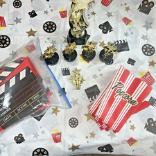 74 PÇS OCARS DE HOLLYWOOD TEMA Festa-Guardanapos-Toalha de Mesa-Caixas de Pipoca-Troféus comprar usado  Enviando para Brazil