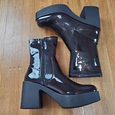 Bota Aldo Upstep Feminina Tamanho 8 Preta Couro Vegano Patente Salto Plataforma NOVA SEM CAIXA comprar usado  Enviando para Brazil