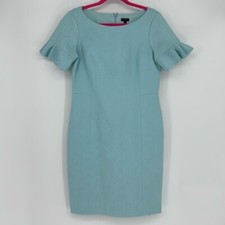 Vestido justo Talbots feminino Tiffany azul jacquard manga curta babado lápis 10 comprar usado  Enviando para Brazil