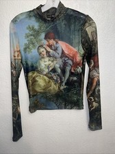 Top Current Mood pequeno malha estampa Da Vinces Rave manga longa transparente, usado comprar usado  Enviando para Brazil