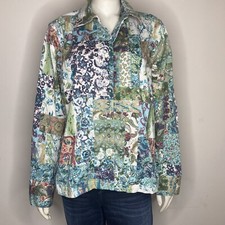 Blusa Top Christopher & Banks para Mujer Floral Patchwork Perla Snap Botón L Artística segunda mano  Embacar hacia Mexico