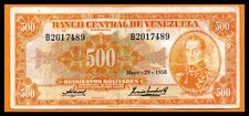 Venezuela VF Note 500 Bolívares maio 1958 P-37c "CANARIO" B7 comprar usado  Enviando para Brazil