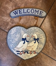 Placa de decoração de inverno vintage azul arco ganso parede pendurada placa de boas-vindas anos 70 comprar usado  Enviando para Brazil