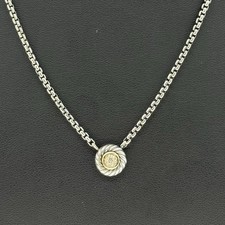 Colar pingente cabo biscoito diamante ouro 18k prata esterlina David Yurman 16"" comprar usado  Enviando para Brazil