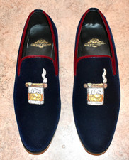 Mocassim BOWN OF LONDON tamanho 46/11 personalizado azul veludo MARTINI novo sem etiquetas RRP $389 comprar usado  Enviando para Brazil