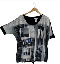 Camiseta Hannah Feminina Grande Torre Eiffel Cartão Postal Viagem Strass Boxy comprar usado  Enviando para Brazil