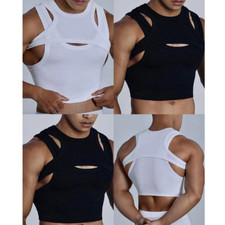 Usado, Fantasia masculina de pole dance boate rave roupa colete musculoso jazz roupas de dança comprar usado  Enviando para Brazil