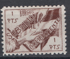 BURGOS  Subsidio Combatiente  1 Pta.   Local Nacional    Spain Civil War comprar usado  Enviando para Brazil