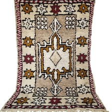 Tapete marroquino vintage feito à mão Boujaad creme geométrico floral tapete estrela 9x6 pés, usado comprar usado  Enviando para Brazil
