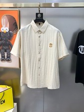 Camisa masculina de manga curta bordada de linho casual regular Brunello Cucinelli, usado comprar usado  Enviando para Brazil
