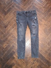 Dżinsy damskie Bershka czarne z pęknięciami – W40 – prawie nie noszone – slim fit na sprzedaż  PL