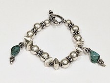 Pulseira de contas de prata esterlina 925 e turquesa – Elegância boho chique! comprar usado  Enviando para Brazil
