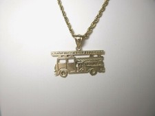 Colar pingente de carro de bombeiros 14K joia de ouro maciço presente bombeiro 20 "N243, usado comprar usado  Enviando para Brazil
