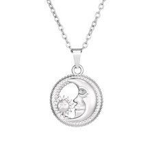Colar pingente feminino de aço inoxidável 304 com formato de lua e sol - Básico... comprar usado  Enviando para Brazil