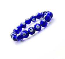 Pulseira Evil Eye 10mm contas de vidro azul elástico boa sorte pulseira azul turco comprar usado  Enviando para Brazil