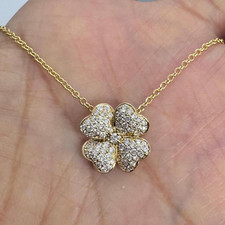 Pingente trevo de quatro folhas de moissanita corte redondo 0,46 ct folheado a ouro amarelo 14K 18" comprar usado  Enviando para Brazil
