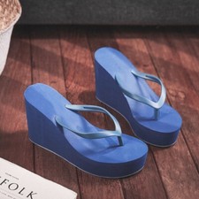Chinelos femininos cunhas verão salto alto sandálias plataforma chinelos sapatos sólidos comprar usado  Enviando para Brazil