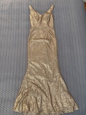 Vestido Bari Jay Dorado Lentejuelas Ajuste y Acampanado Dama de honor Talla 8 Ocasión Especial segunda mano  Embacar hacia Mexico