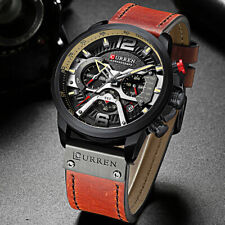 CURREN Mens Chronograph Watches Leather Date Sports Analog Quartz Wrist Watch comprar usado  Enviando para Brazil