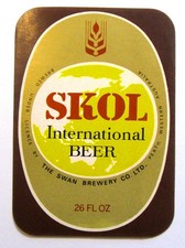 The Swan Brewery Co SKOL INTERNATIONAL BEER rótulo Austrália Ocidental 26 oz, usado comprar usado  Enviando para Brazil