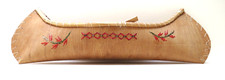 Canoa miniatura 15" casca de bétula decorada com fio colorido vintage ca 1990, usado comprar usado  Enviando para Brazil