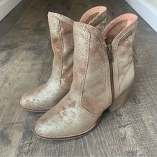 Botas de salto Anthro Seychelles couro metálico dourado desgastado faroeste, tamanho 9,5, usado comprar usado  Enviando para Brazil