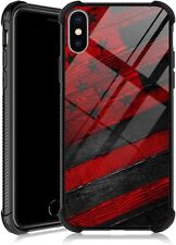 Capa bandeira americana grão madeira vermelha preta com cantos reforçados para iPhone X/XS comprar usado  Enviando para Brazil