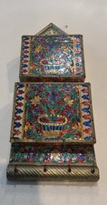 Caixa organizadora de correio esmaltada floral artesanal madeira colorida 18"" comprar usado  Enviando para Brazil