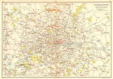 LONDRES. Trocas telefônicas de Londres e arredores 1923 antigo mapa gráfico vintage comprar usado  Enviando para Brazil