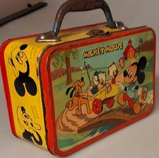 Usado, Lancheira de lata vintage 1954 Mickey Mouse Walt Disney alça azul rara queda de cavalo comprar usado  Enviando para Brazil
