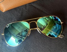Óculos de sol Ray-Ban aviador RB3025 58-14mm armação dourada e lentes espelhadas azuis 112/17 comprar usado  Enviando para Brazil