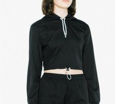 Pulôver feminino com capuz cortado corta-vento náilon curto cropped com capuz preto GG comprar usado  Enviando para Brazil