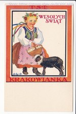 POLSKA , KARTA ARTYSTYCZNA STROJE LUDOWE , KRAKOWIANKA , ca1918 na sprzedaż  Wysyłka do Poland