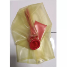 Máscara de borracha com capuz de látex transparente com tubo de nariz longo boca vermelha preservativo zíper traseiro comprar usado  Enviando para Brazil