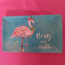Tommy Bahama rosa flamingo melamina tema de Natal bugigangas/prato aperitivo, usado comprar usado  Enviando para Brazil