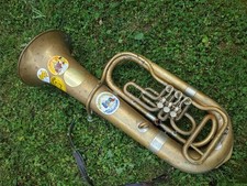 Antigo alemão ou suíço Eb (?)  tuba feita em 1933 (?) com válvulas rotativas comprar usado  Enviando para Brazil