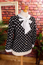 Vintage Original 80er Blusa Negro Blanco Lunares Polka Dots Arco de Collar S M comprar usado  Enviando para Brazil