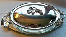 GODINGER SILVERPLATE CAÇAROLA COBERTA DE VINHEDO COM PRATO DE VIDRO MARINEX EXCELENTE ESTADO USADO comprar usado  Enviando para Brazil