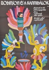 Pôster vintage húngaro do filme "Robinson e os Canibais", 1975 600x800 mm comprar usado  Enviando para Brazil