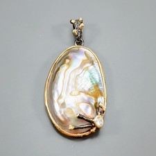 Pingente de concha de abalone natural feito à mão prata esterlina 925/NP48913 comprar usado  Enviando para Brazil