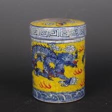 Vaso de porcelana 7" colecionável porcelana azul e branco cinco cores animal dois dragões comprar usado  Enviando para Brazil