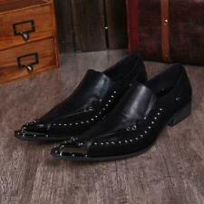 Vestido masculino biqueira pontiaguda festa de casamento rebites de metal couro sapatos formais tamanho comprar usado  Enviando para Brazil